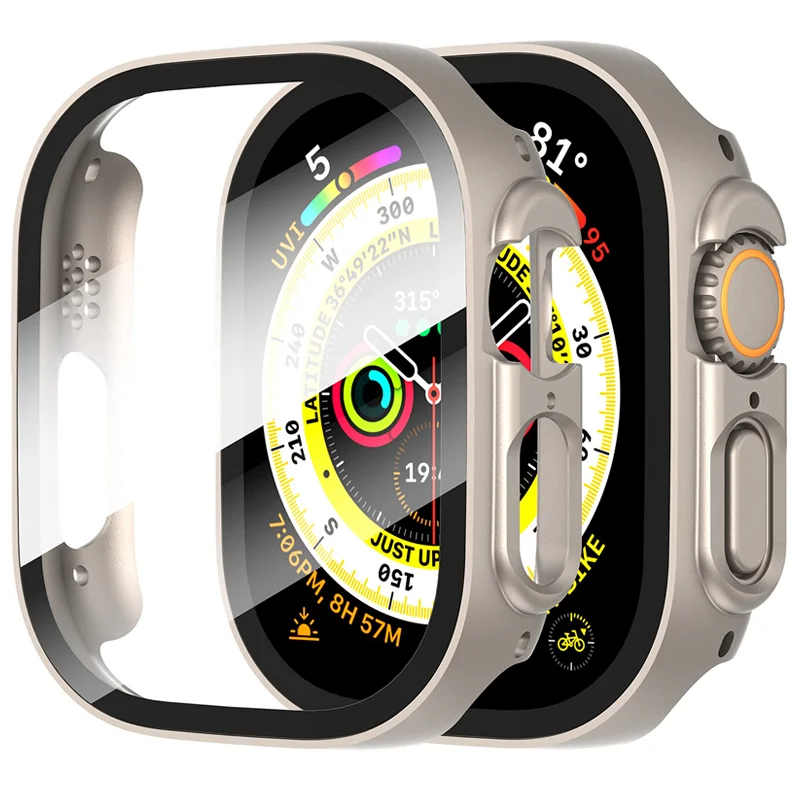 Vetro + Cover Per Apple Watch Case Ultra 2 49Mm Pc Bumper + Screen Protector Tempered Iwatch Series Smart Watch 49Mm Accessori