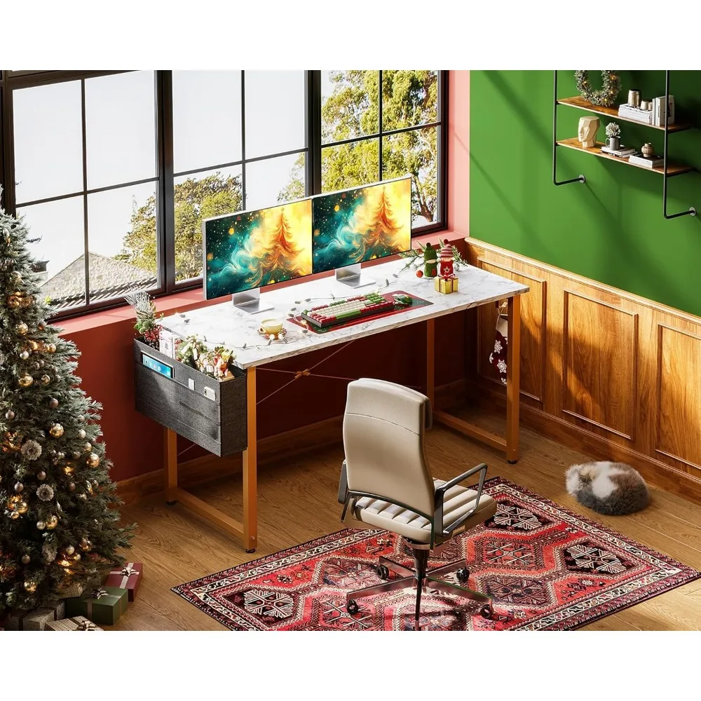 48 Inch Writing Desk with Storage, Modern PC Desk Work Table, Computer Desks 5