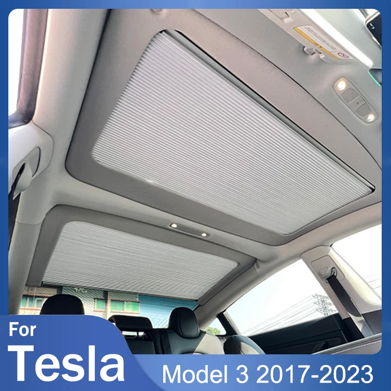 Sunshades For Tesla Model 3 2023 Accessories Shade Net Roof Skylight Shades Sunshade Car Sun Visor Sun Shade Model 3 2017-2023