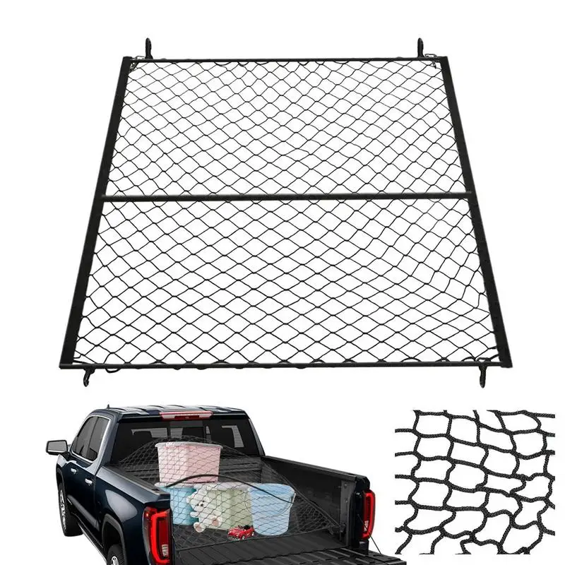 

Car Trunk Rooftop Net Mesh Cargo Net Heavy Elastic net Truck Trailer Dumpster Extend Mesh Covers Luggage Nets with 4 Fixed Hooks