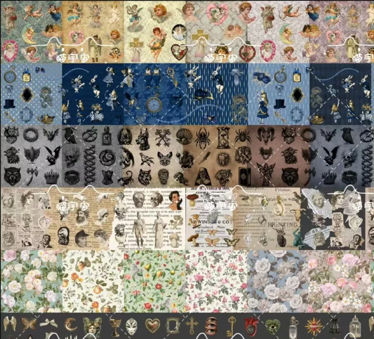 1 Box Vintage Blumen Nagelfolien für Transferpapier Masken Kreuz-Slider Zeitungs-Nagel-Wraps Statue Nagelkunst-Dekorationen – Detail 4