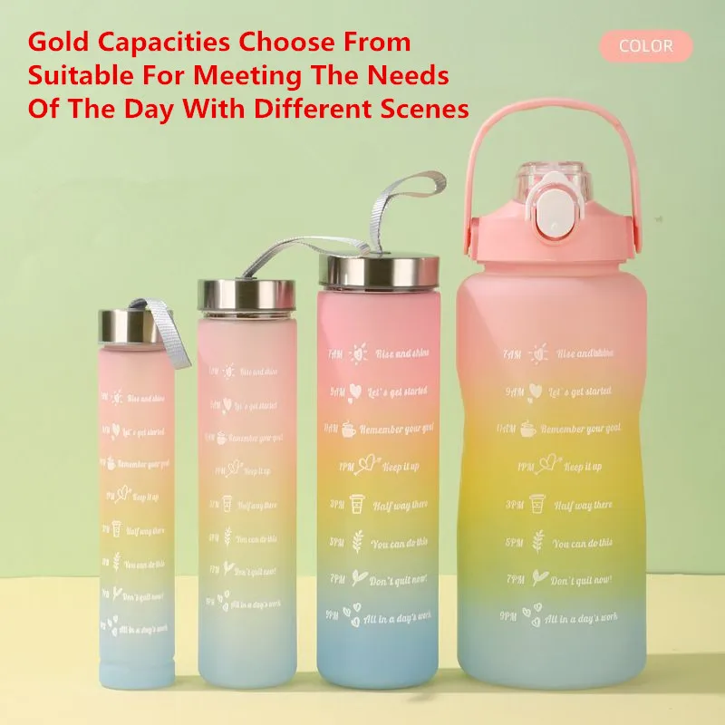 

4pcs Large Capacity Water Bottles Set Gradient Color Sports Plastic Water Bottle Outdoor Sports Portable Water Bottle