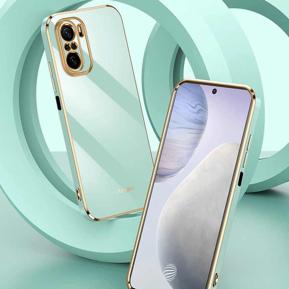 Luxury Square Plating Shockproof Silicone Phone Case and Back Cover