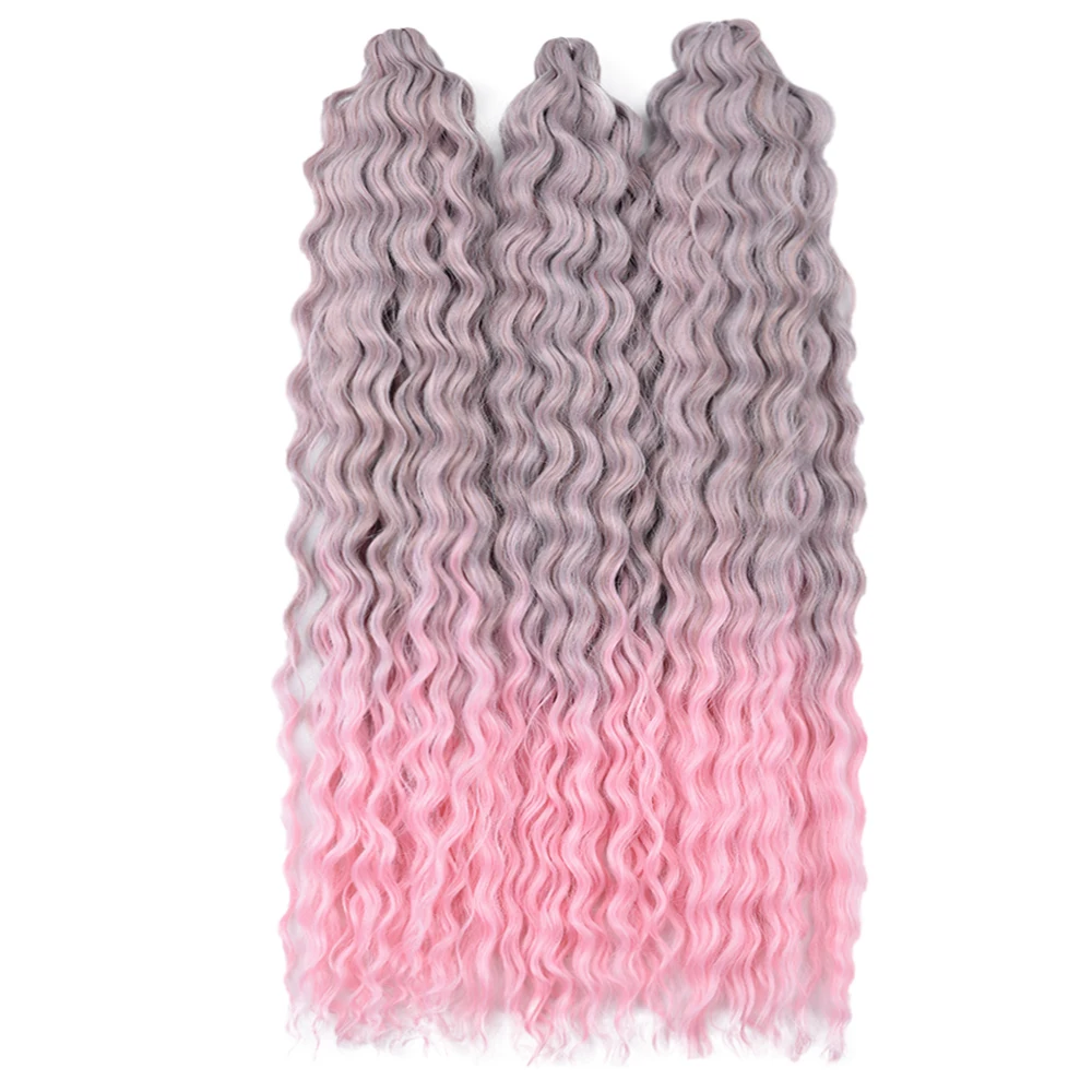 

Synthetic Ariel Curl Hair Water Wave Twist Crochet Hair Deep Wave Braiding Hair Extension Ombre Pink African Curls Crochet Hair