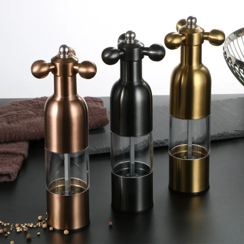 304 Stainless Steel Manual Pepper Grinder Faucet Shape Black Pepper Mill Seasoning Bottle Food Safe Ceramic Burr Salt Grinder