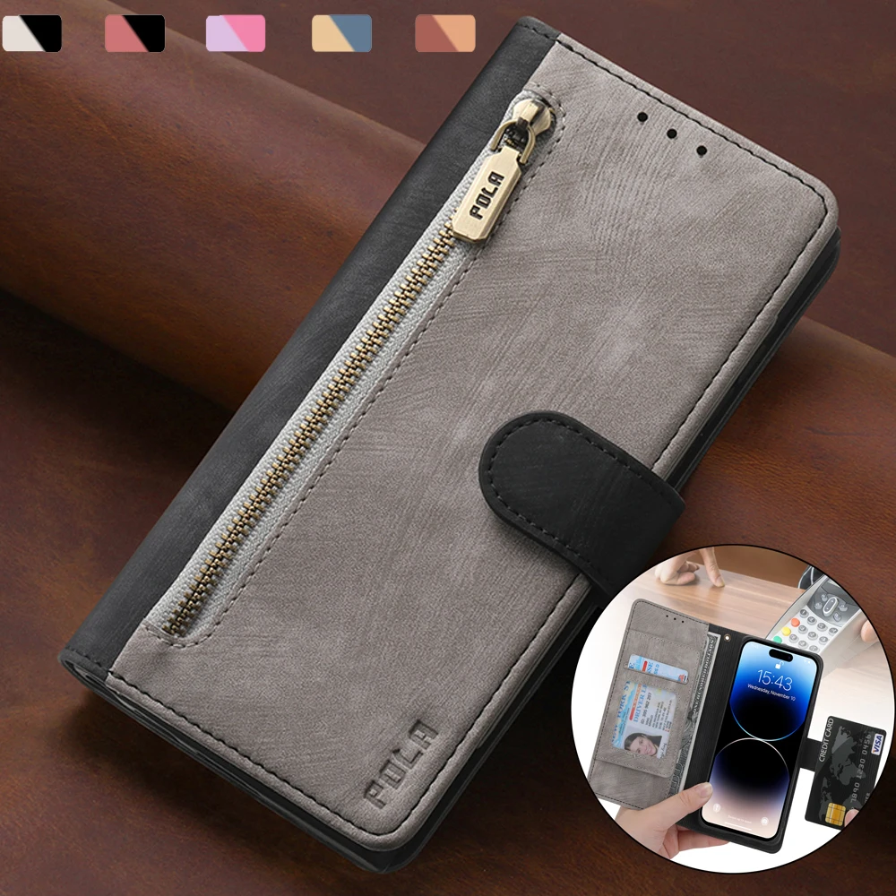 Luxury RFID Zipper Leather Wallet Case & Cover