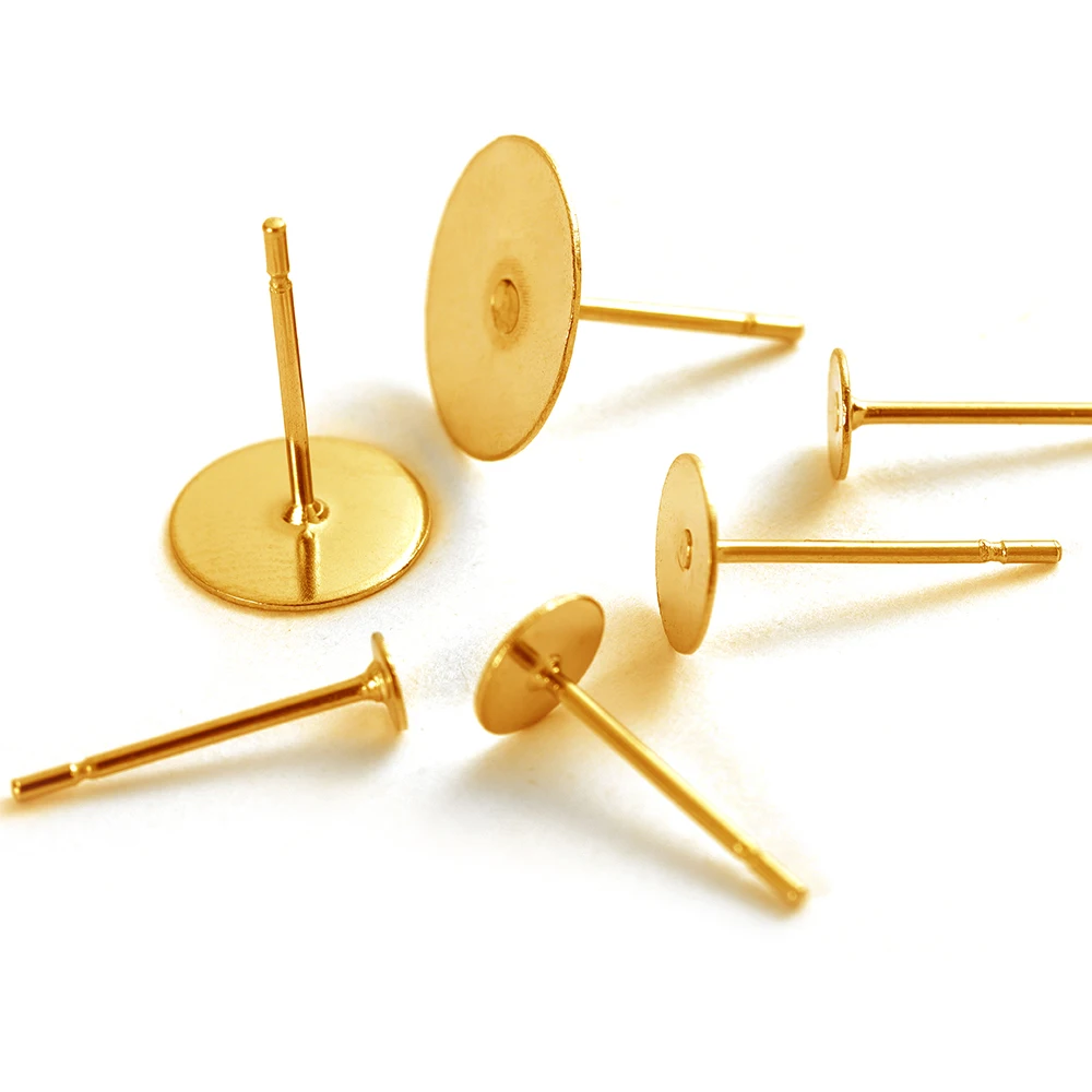 100 Stück 316L Edelstahl Ohrstecker mit Ohrringstecker Ohrrücken DIY Ohrrohling Post Pins Flache runde Tablettbasis Ohr DIY – Detail 2