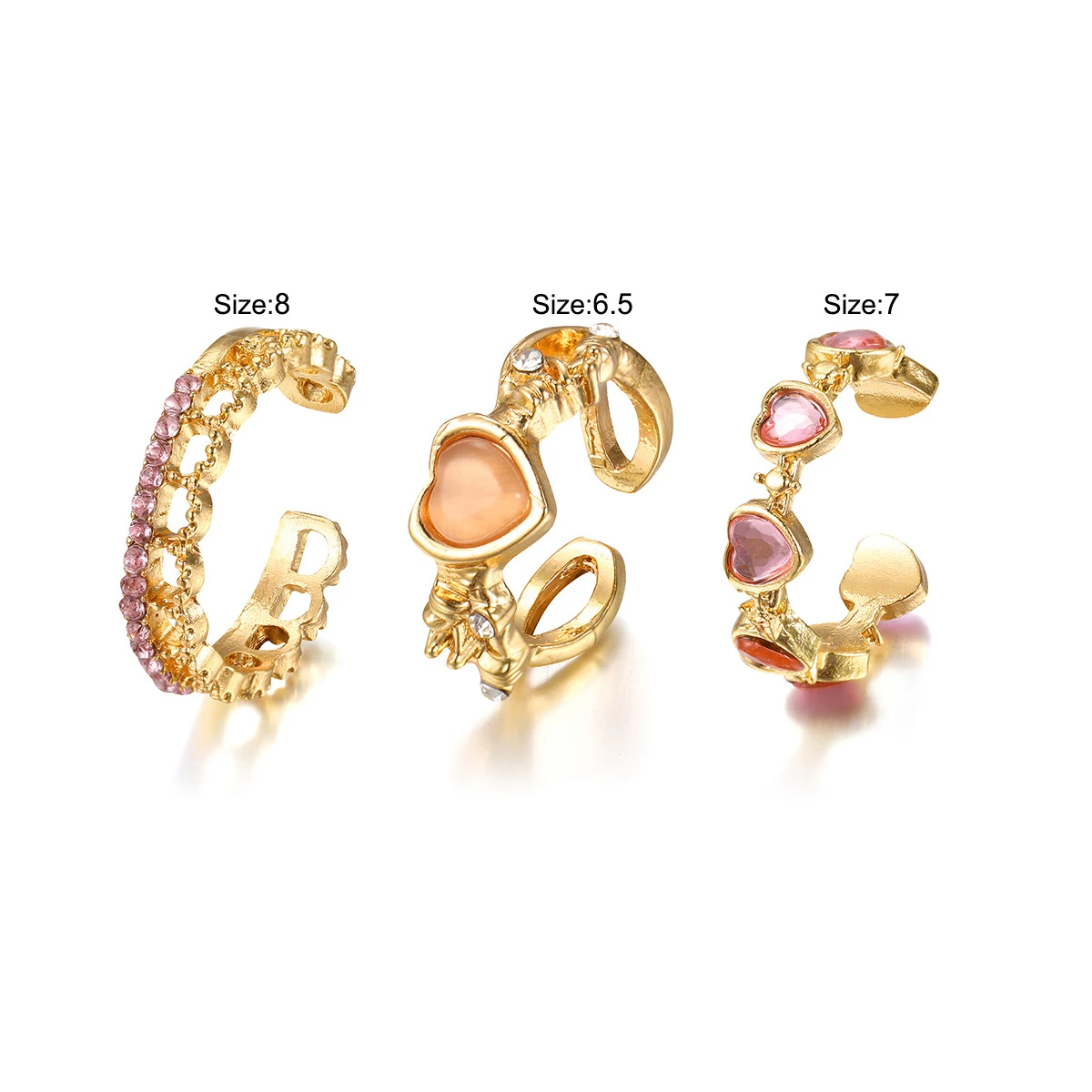 New Y2K Purple Crystal Irregular Heart Rings for Women Kpop Creative Heart Geometric Open Ring Punk Vintage Fashion Jewely Gifts