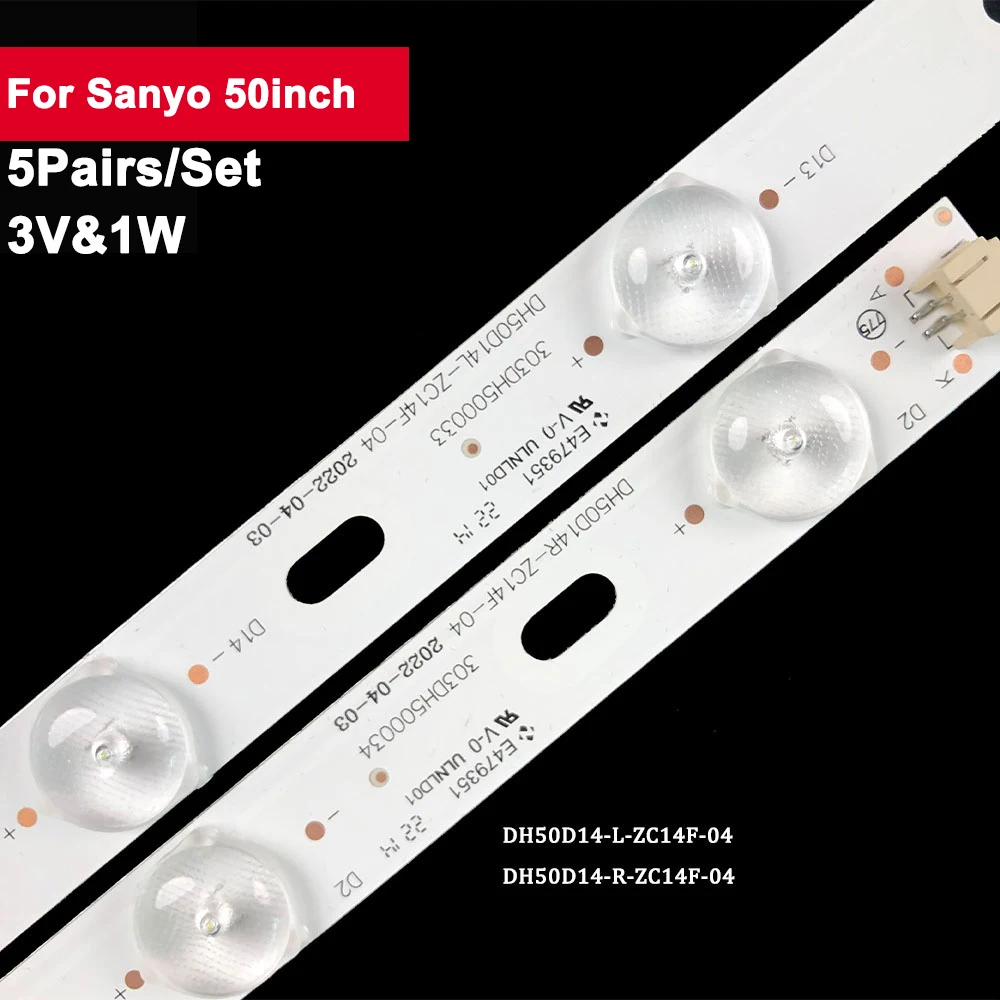 

5Pairs/set 50inch LED Backlight Strip for Sanyo 14LED DH50D14-L-ZC14F-04 DH50D14-R-ZC14F-04 50CE1120,x505bv Cn50ha708 Dhdh50d14r