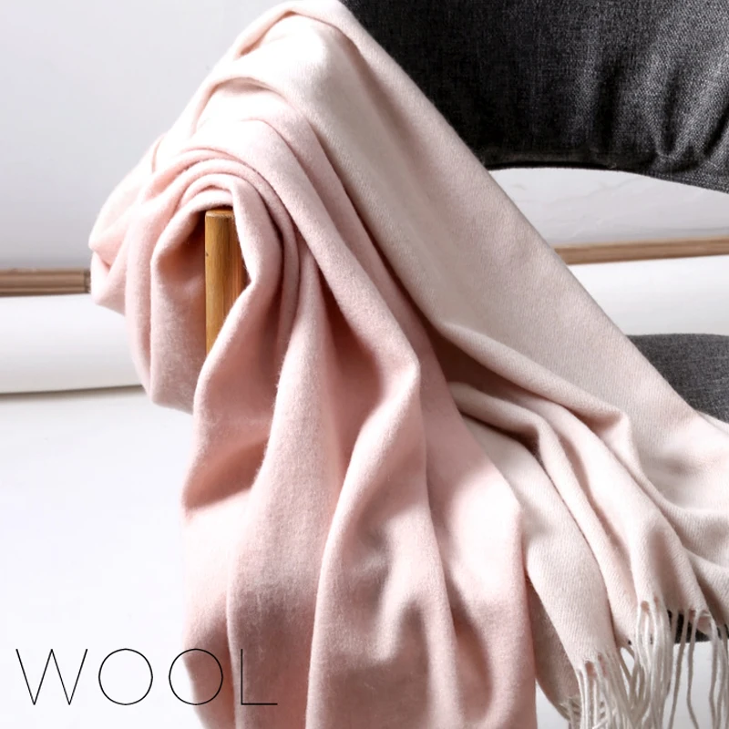 2022 Winter Cashmere Scarf Women Thick Warm Pashmina Shawls Wraps Solid Color Tassel Lady Blanket Echarpe Bufanda Hijab