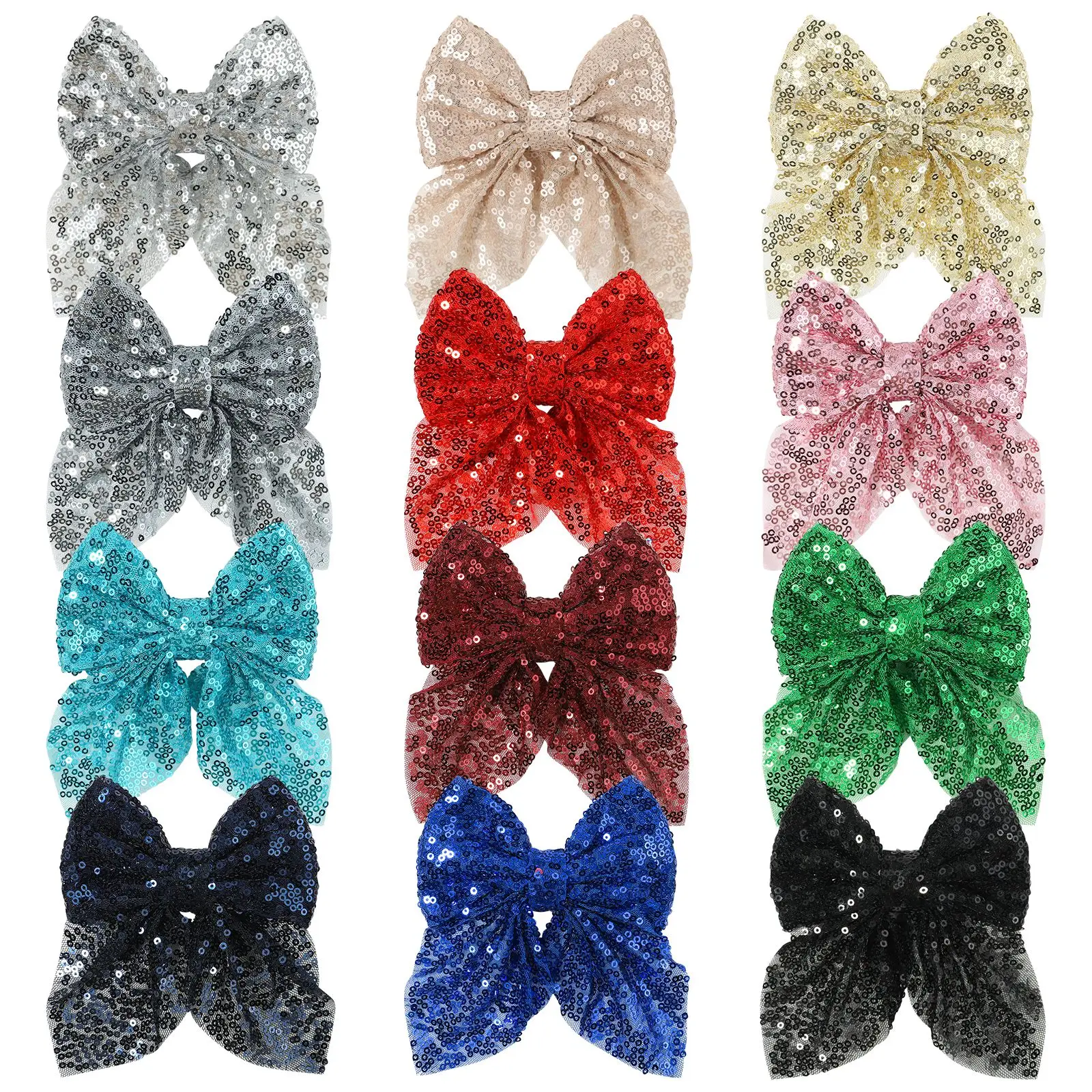 1pcs Sequin Hair Bows Clip with Hair Clips for Girl Kids Handmade Hairpin Child Baby Party Hair Accessories Wholesale Gift