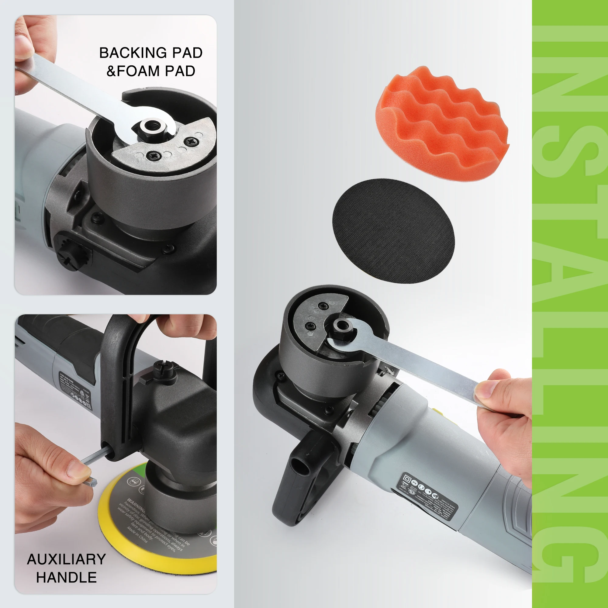 WORKPRO Car Buffer Polisher Kit, 6 Inch 6400RPM Dual Action Polisher with 6 Variable Speeds, 7A Orbital Buffer