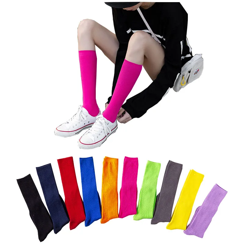 Harajuku-calcetines largos de algodón para mujer, medias hasta la