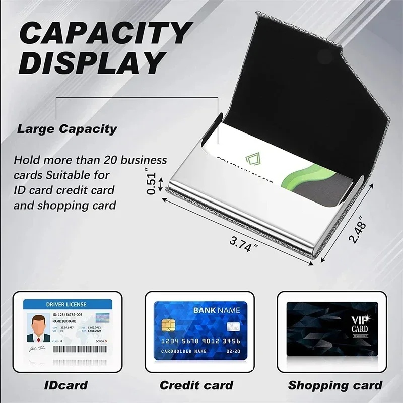 Premium Magnetic PU Leather Card Holder Wallet - Elegant Business and Fashion Accessory