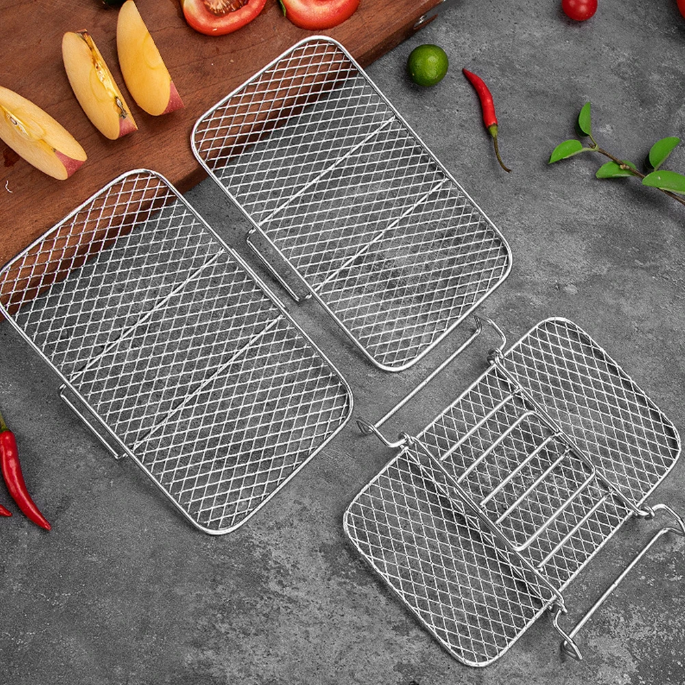 Air Fryer Rack Air Fryer Oven Grill Steamer Stainless Steel 3 Layers Mesh Grill Basket Stackable Multifunctional Kitchen Gadgets