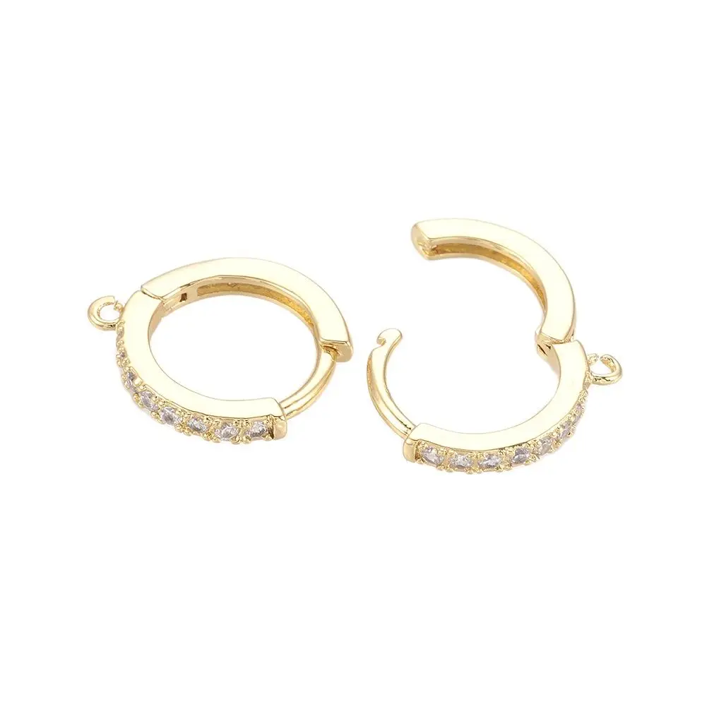 10pair Brass Micro Pave Cubic Zirconia Huggie Hoop Earring Findings Clear Mixed Color 16x14x2mm For Woman Earring Jewelry Making