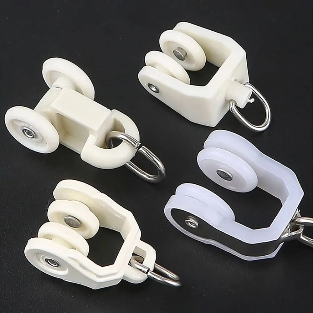 Mini Rubber Wheels Plastic Bearing Pulley 10Pcs Curtain Wheels Rail Straight Curved Track Rollers Curtain Rod Pulley Track Accessories Furniture Hardware