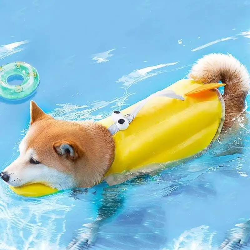 손잡이가 달린 상어 개 구명조끼, 중형견 서핑용, 부력 강화, 소형견 수영복, 안전 조끼