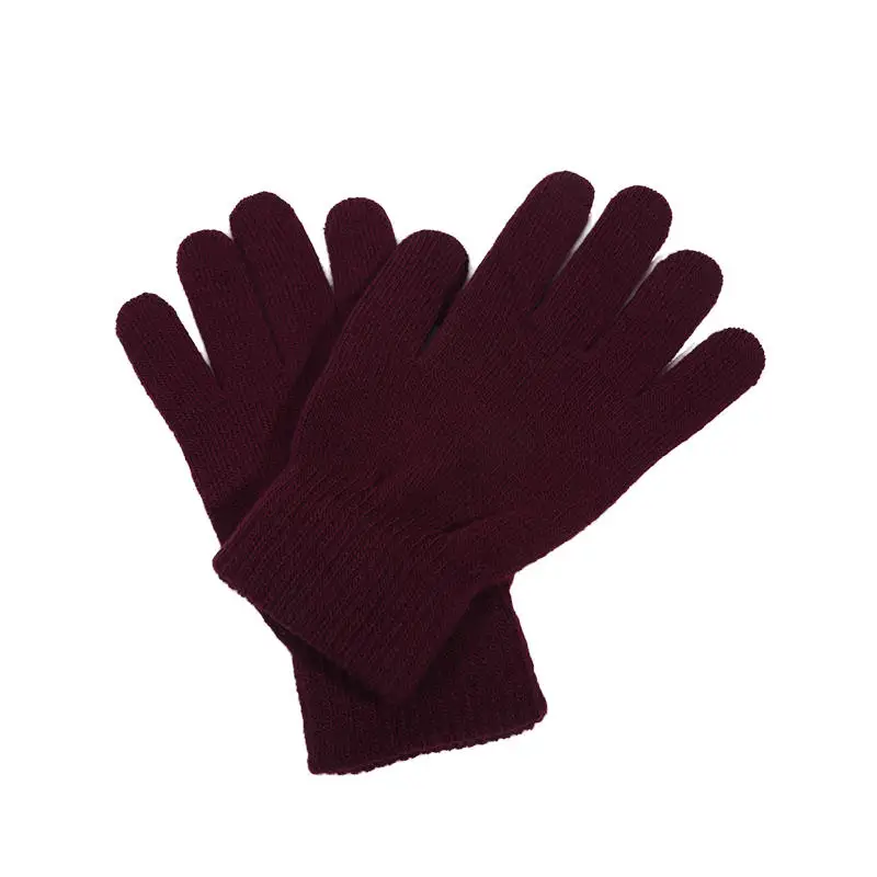 Winter Warm Gloves Five Fingers Touch-screen Knitted Thick Outdoor Cycling Students Windproof Finger Covers