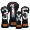Black Leather Golf Headcovers Summer Fashion Head Cover High Qaulity Driver Wood Cover Set White Premium Leather Driver Fairway 1