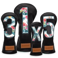 Black Leather Golf Headcovers Summer Fashion Head Cover High Qaulity Driver Wood Cover Set White Premium Leather Driver Fairway 1
