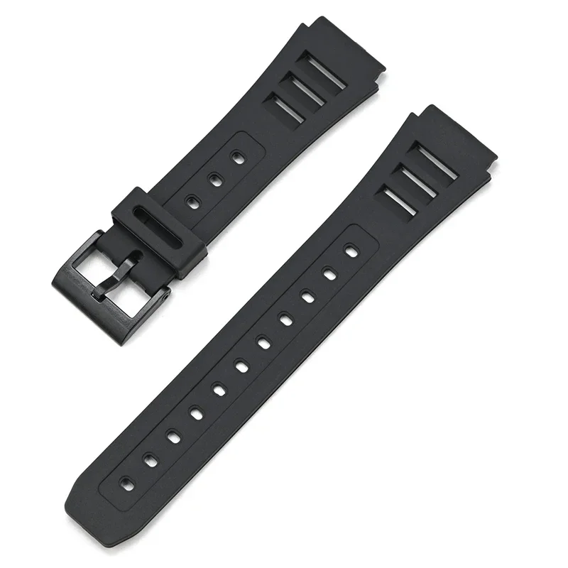 Black Resin Rubber Waterproof Watch Band - Student Replacement Strap, Unisex Bracelet Accessories, 19mm