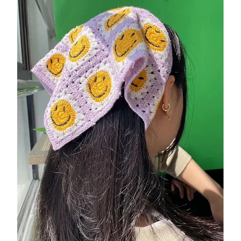 

Crochet Triangle Hair Scarf Knitted Headband Turban Bandana Y2K Head Wrap For Daily Hair Accessories HUANZHI 2022 NEW