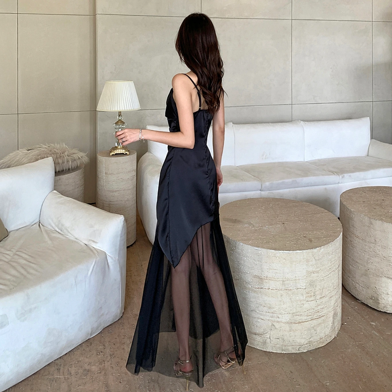 Vestido Preto Vestido Longo Rachado Na Perna Salopete Preta Midi Shop