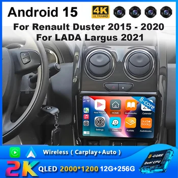 Android 15 Carplay Radio de coche para Renault Duster 2014 2015 2016 2017 -2020 navegación GPS reproductor Multimedia estéreo WiFi + 4G DSP BT 1