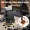 VEVOR Beauty Salon Storage Trolley Cart, Glass Top Hair Salon Station Cabinet for Stylist with Drawer & Dryer Holder 6