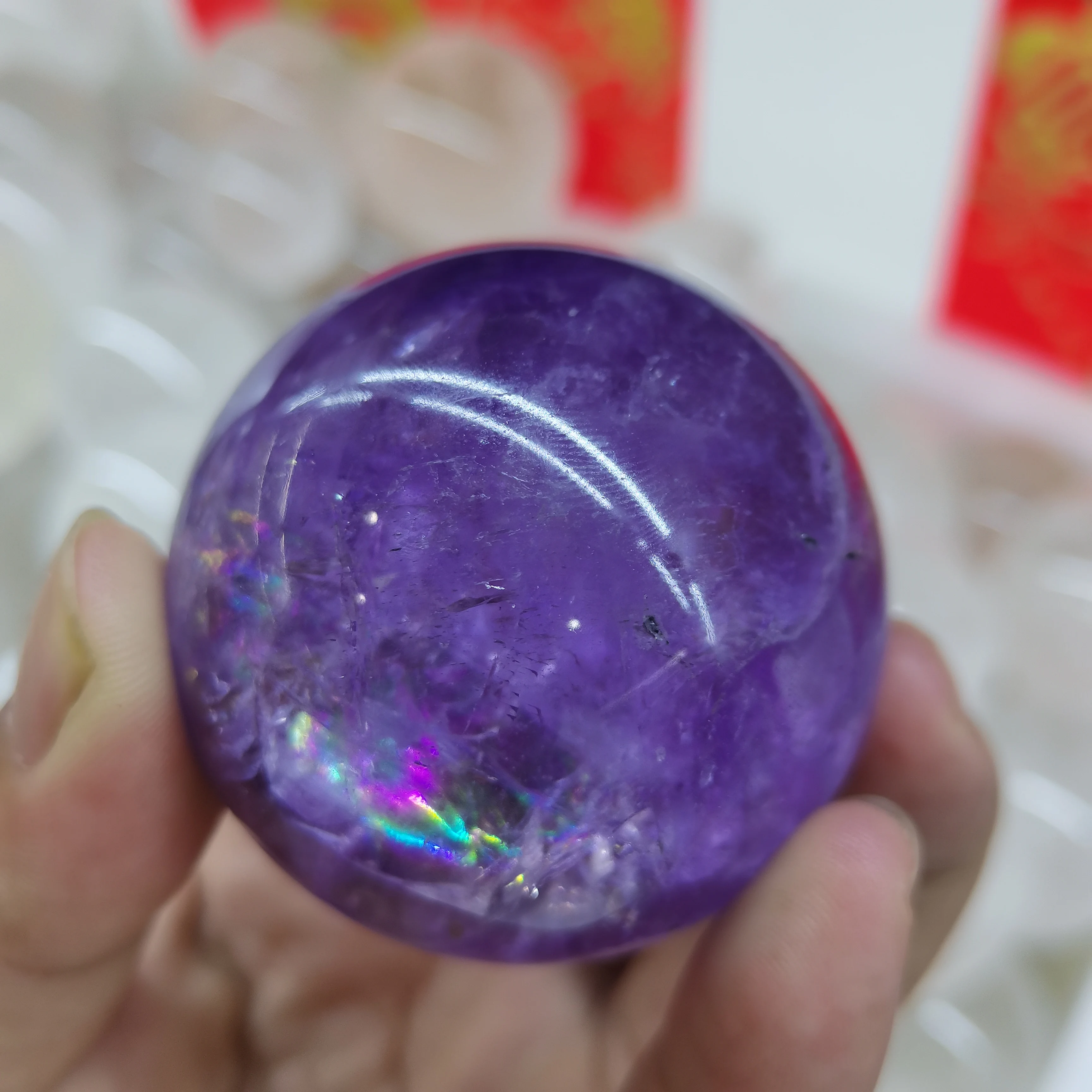 Natural Amethyst Ball Quartz Massage Sphere Polished Reiki Healing Exquisite Room Decoration Mineral Amethyst Ball Souvenir Gift 2