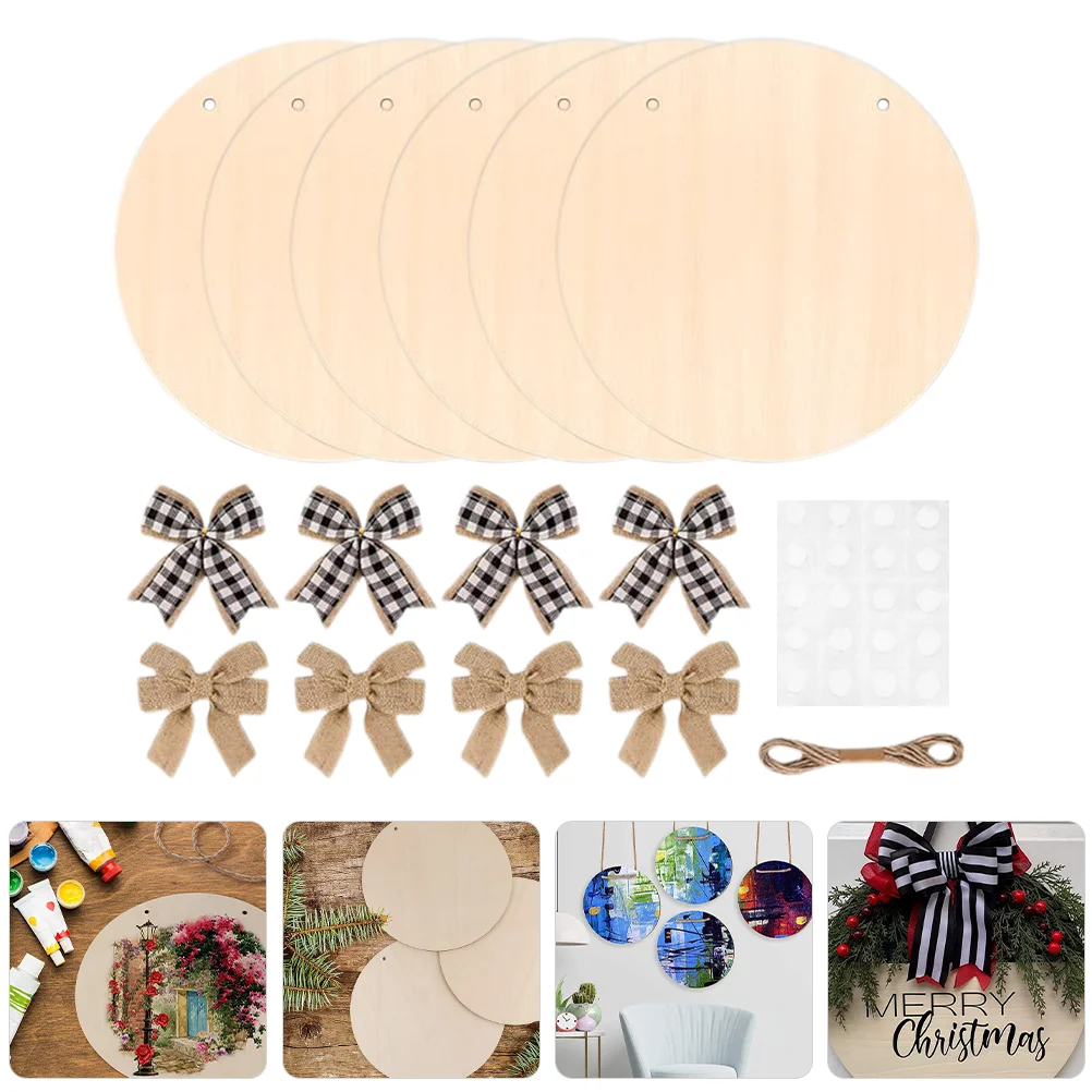 

Wood Chips DIY Unfinished Round Cutout Wooden Slices Crafts Home Decor Adornments Set