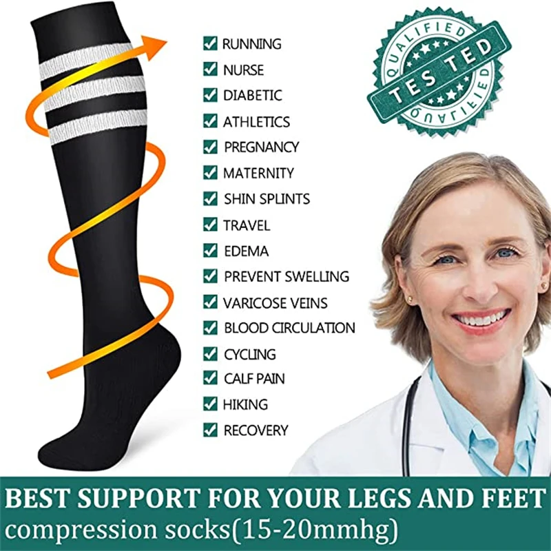 Running Compression Socks Soccer Stockings 20-30 Mmhg Men Women Sports Socks For Marathon Cycling Football Varicose Veins compression socks running socks