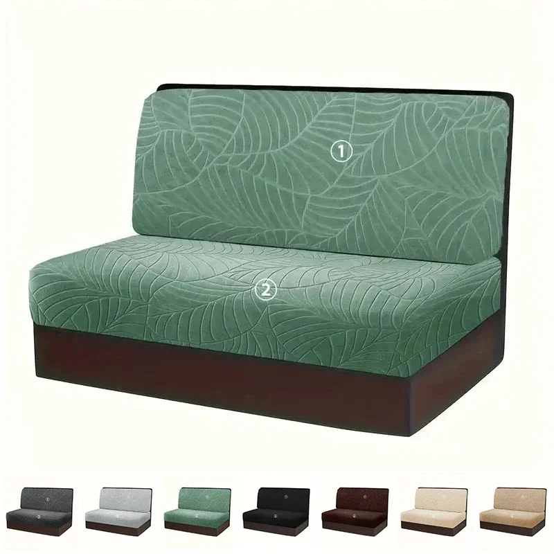 Leaves Jacquard RV Dinette Cushion Covers 2 Pcs/set Elastic Armless Couch Slipcover Stretch Rv Camper Car Bench Seat Cover