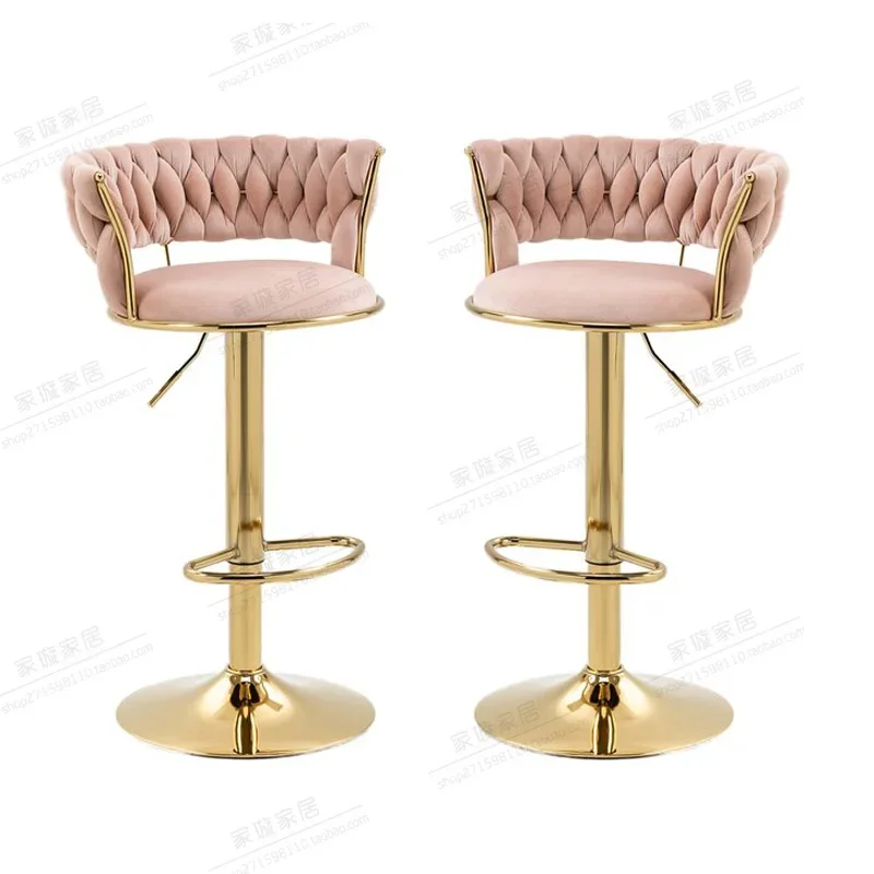 Luxury Nordic Chair Makeup Gold Metal Legs Bar Stools Taburete Alto Home Furniture