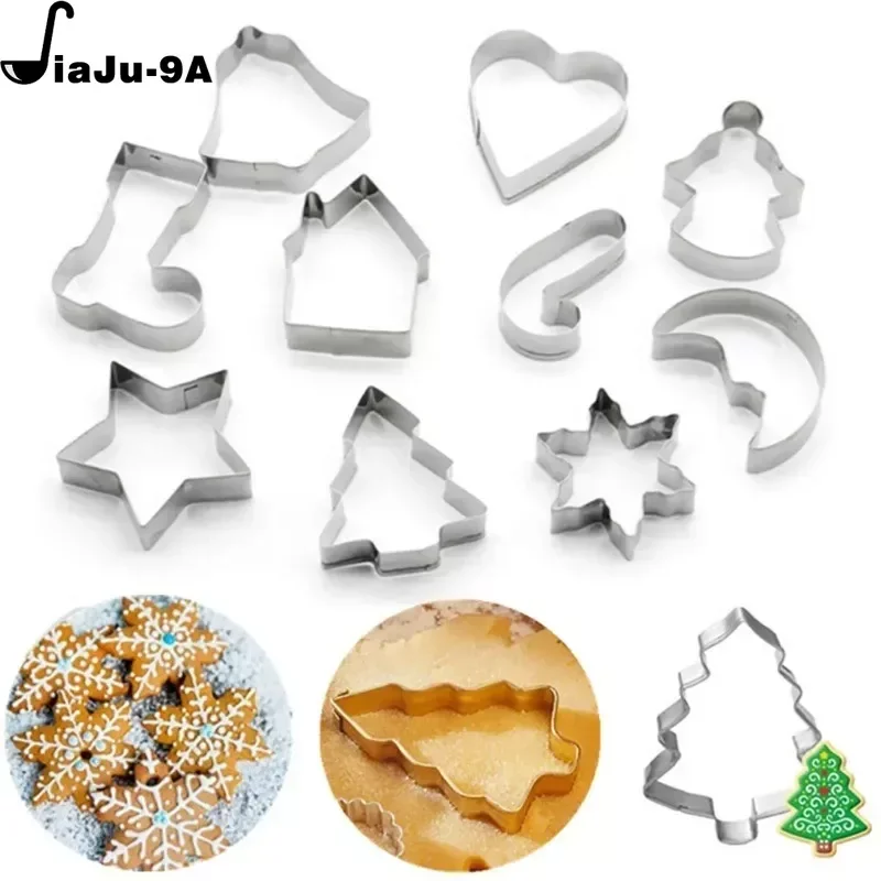 Christmas Cookie Cutters Xmas Tree Star House Bells Snowflake Baking Cake Biscuit Fondant Mold 6PCS or 10PCS/Set