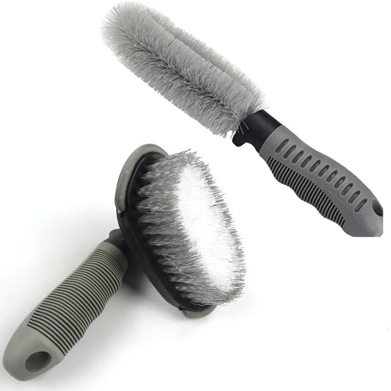 Car Cleaning Brush Shorthandled Tire Brush Soft Fur Car Wheel Brush Auto Spoke Truck Motorcycle