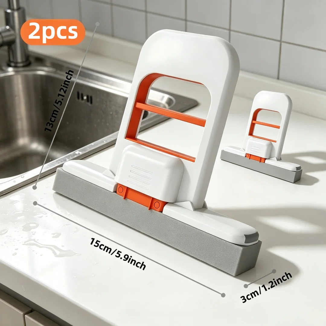 Compact Self-Squeezing Sponge Mop - Versatile Wet & Dry Cleaning Tool for Kitchen, Bathroom, and Glass Surfaces