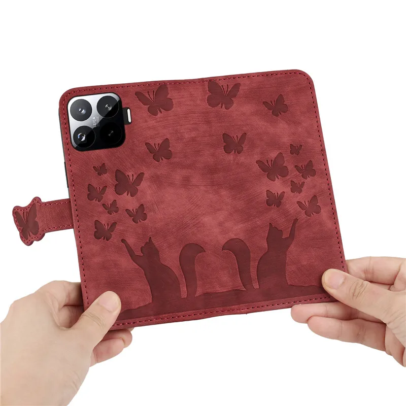 Butterfly & Cat Leather Wallet Flip Cover Case