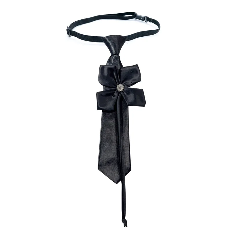 

New Vintage Flower Neck Ties for Women High-end Student Shirt Necktie Black Solid Bow Tie Casual Jewelry Accessories