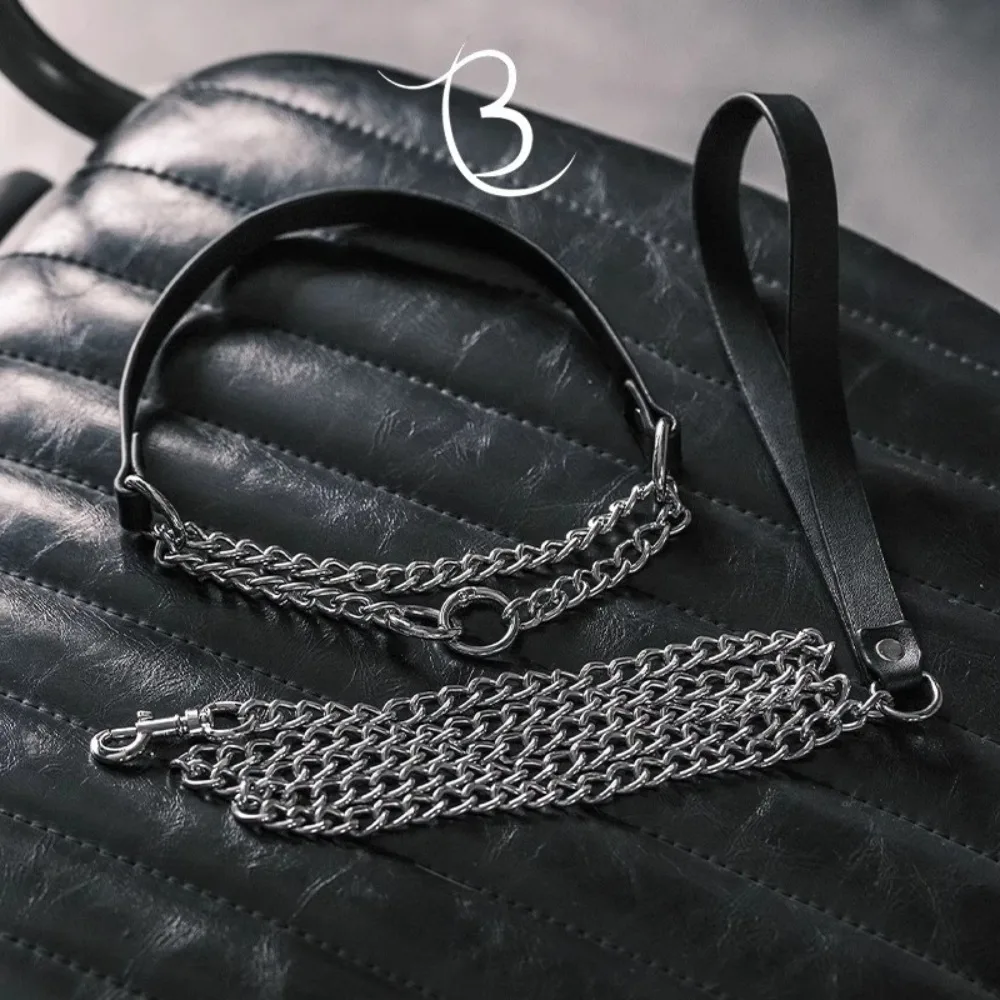 SM Collar With Integrated Tightening Handle Genuine Cowhide Leather Choker For Couples | Heavy Duty Neck Ring & Restraint Gear_voghion.com