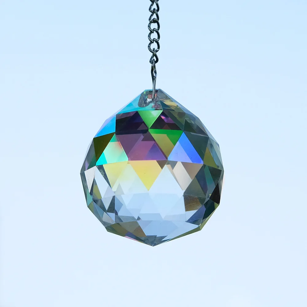 2PCS AB Color 40MM Crystal Ball Dorp Prism Pendant Suncatcher Chandelier Original Curtain Home Christmas Hanging Decor DIY