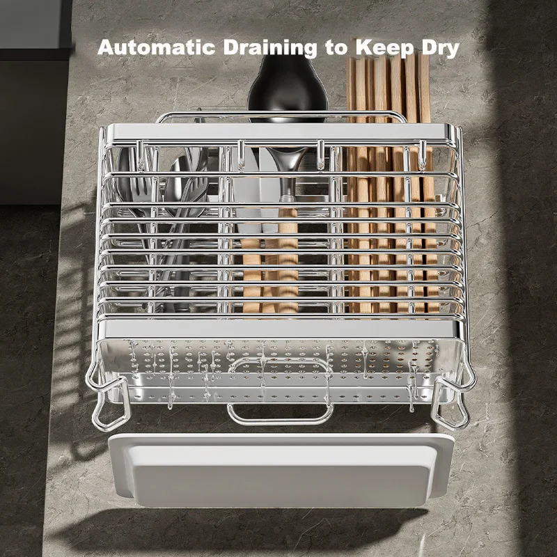 Kitchen Storage Rack Cutlery Cylinder Knife Rack 304 Stainless Steel Rack Chopsticks Spoon Knife Fork Storage Basket 4