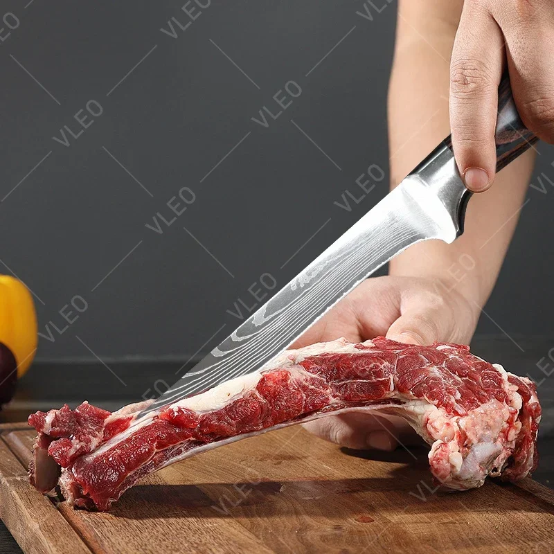 WXCOO Japanese Kitchen Knives Set Stainless Steel Forged Chef's Knife Versatile Meat Cleaver Kitchen Knife Storage Bag Set 4