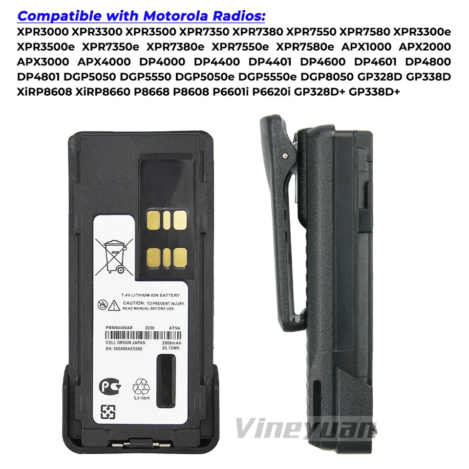Batterie Li-Ion PMNN4077 15,9Wh USB-C Pour Motorola XPR6550, DP3400, Etc. - XINJIE