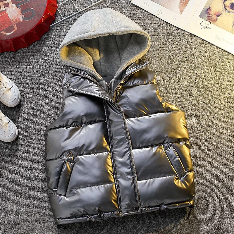 

Winter Warm Boys Vest Jacket Waterproof And Stain Resistant On Bright Surface Thickened With Velvet Hoodies Waistcoats For Child