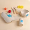 TYRY.HU 5pcs Baby Silicone Meal Bowl Bib Fork Spoon Set Baby Feeding Tray Bowl Set Bisphenol A Free Gift for Baby Feeding set 2
