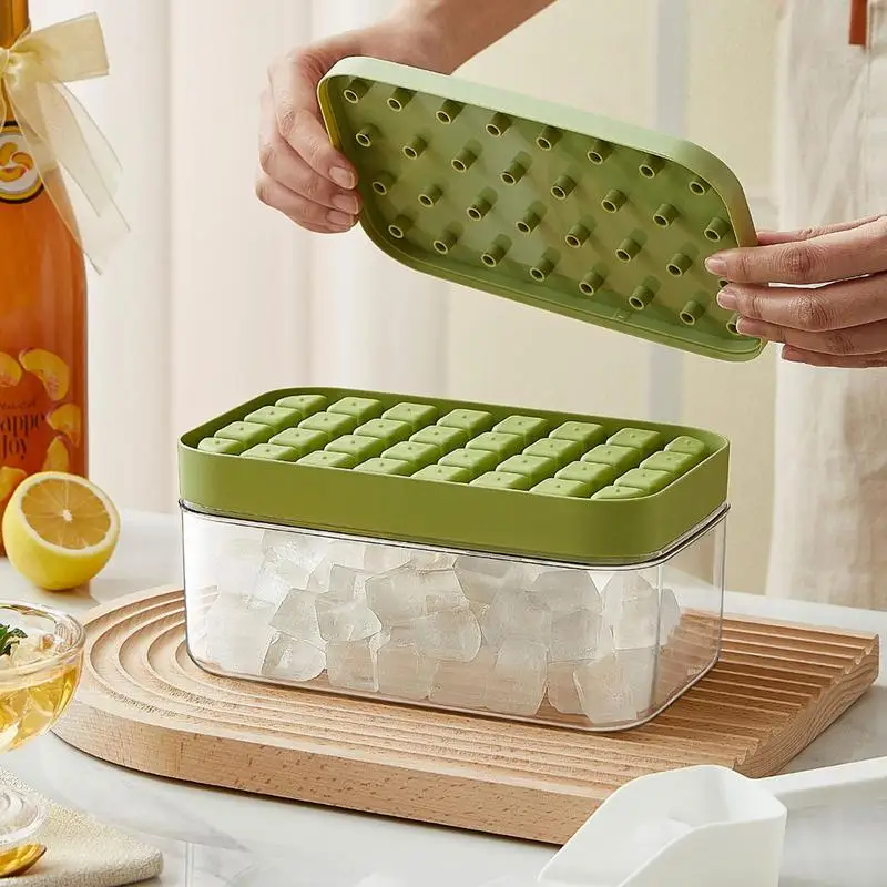 Ice Cube Tray With Lid And Bin, 44 Nugget Silicone Ice Tray For Freezer,  Comes With Ice Container, Scoop And Cover - Ice Cream Tools - AliExpress