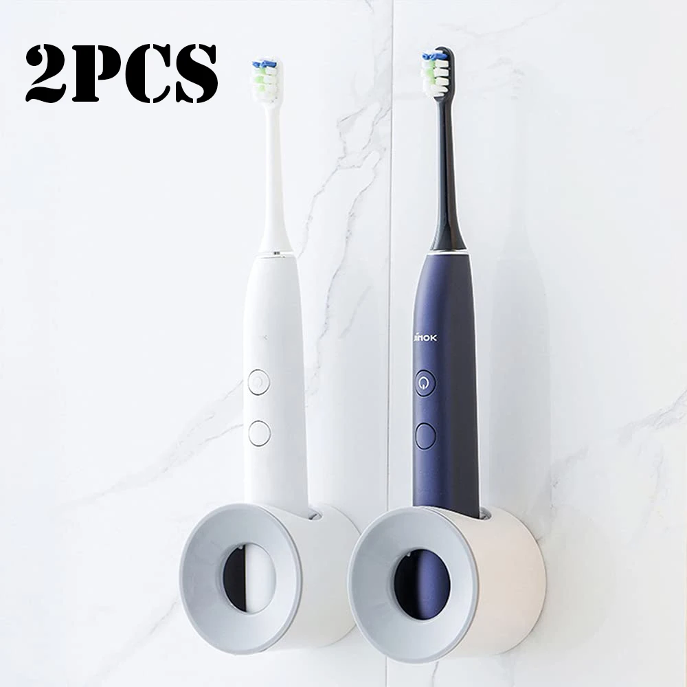 Toothbrush Holder 2pcs Bathroom Accessories Electric Toothbrush Holder Wall Mounted Toothbrush Holder Hook Storage Bathroom Storage Rack