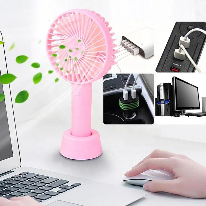1/2pcs Hand-held Mini Fan Portable Gift Usb Mute Small Fan Desktop Outdoor Large Wind Rechargeable Small